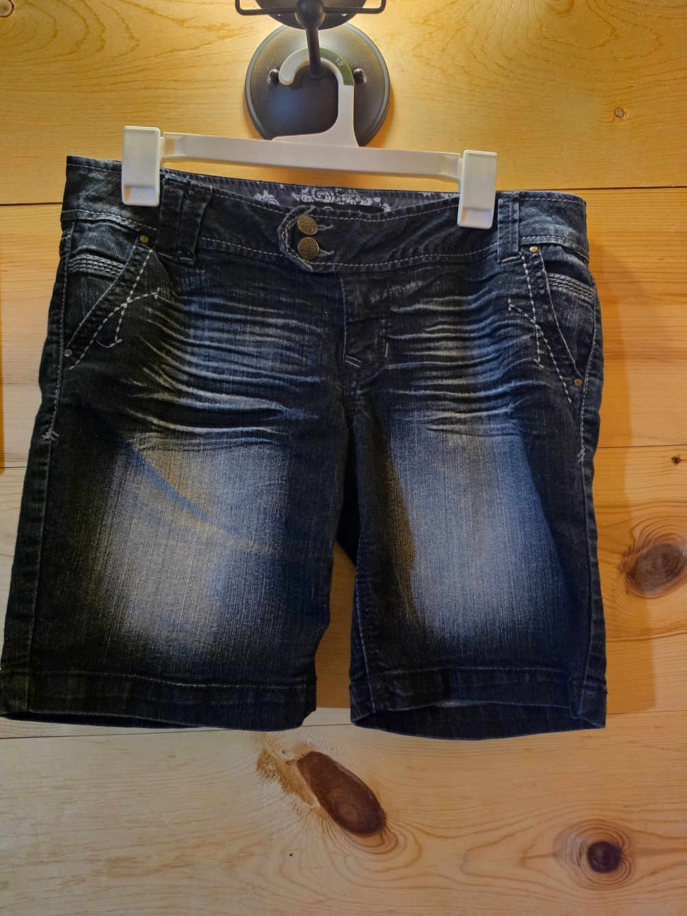 Rewash Dark Blue Distressed Denim Bermuda Shorts